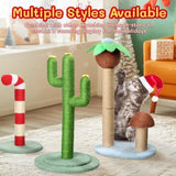 ZUN 26in Cactus Cat Scratching Post, Cute Cat Scratcher with Natural Sisal Posts & Flower Toppers for 48403907