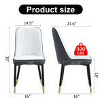 ZUN A modern dining chair with a white dark gray dual tone PU leather backrest and black metal legs, W1151138287