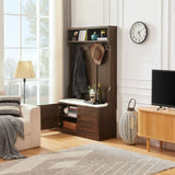 ZUN Wood Coat Rack, Storage Shoe Cabinet, with Clothes Hook, with Sponge Pad Product, Multiple Storage 36428538