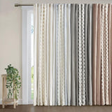 Cotton Printed Curtain Panel with Chenille Stripe and Lining 50x108" B035P294215