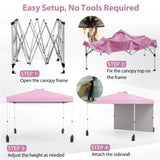 10 X 10 FT Pink Pop up Tent with Wheeled Bag and 1 Sidewall 21025822