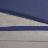 7 PC Pieced Faux Suede Comforter Set Blue Cal King B03596838