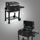 ZUN Charcoal Grill with Foldable Side Table and Wheels, Heavy-duty BBQ Grill for Outdoor Picnics Patio 52462179