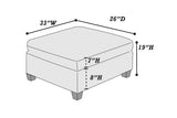 Living Room Furniture Cocktail Ottoman Grey Linen Like Fabric 1pc Plush Ottoman Wooden Legs B011104192
