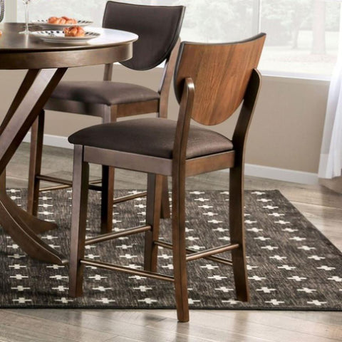 ZUN Set of 2pc Counter Height Chairs Dining Room Walnut Finish Solid wood Dark Chocolate Fabric B011P214969