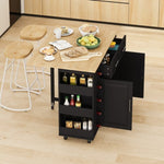 ZUN Multi-Functional Kitchen Island Cart with 2 Door Cabinet and Two Drawers,Spice Rack, Towel Holder, 98483669