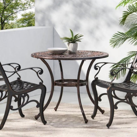 ZUN Outdoor Round Cast Aluminum Dining Table, Shiny Copper 64858.00