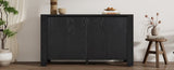 TREXM Retro 4-door Sideboard with Distressed Finish Adjustable Shelves for Dining Room, Kitchen, N715P204444B