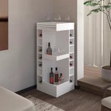 White Corner Bar Cabinet with Wine Rack and Open Shelf B062P290258