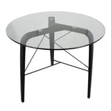 Trilogy Mid-Century Modern Round Dinette Table in Black Wood with Clear Glass Top by LumiSource B202P223354