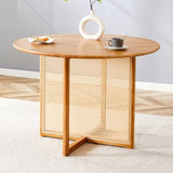 Chinese countryside retro solid wood round simple modern imitation rattan wooden W1512P355085