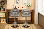 ZUN Glasgow Contemporary Tufted Adjustable Height Hidraulic Bar Stools, Set of 2, Grey T2574P164866