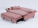 65.74-inch pink letter striped fabric multi-functional sofa bed, suitable for bedrooms and living W3371P311783