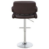 ZUN Brown and Chrome Adjustable Bar Stool B062P153486