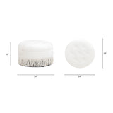 Yolanda 24" Round Upholstered Accent Ottoman, Almond White Chenille B2719P280167