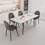 47"-63" extendable MDF modern dining and chair set, suitable for 2-6 people, white dining 43721840