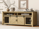 U_STYLE 59.3''Sideboard with Sliding Barn Door and Mesh Panels,Farmhouse Buffet with Open N711P347388O
