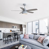 52-Inch Premium Cement Gray Ceiling Fan With Light,E26 Bulb Included,Remote Control,DC Motor,5 W934P359531