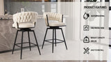 26" Bar Chair Soft cloth Woven Bar Stool Set of 2,Black legs Barstools No Adjustable Kitchen Island W2189P180368