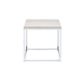 ZUN Light Oak and Chrome End Table with Open Base B062P209118