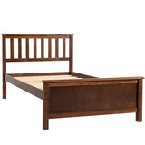 Twin Size Wood Platform Bed with Headboard,Footboard and Wood Slat Support, Walnut WF191769AAD