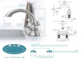 Bathroom Faucet 2-Handle Brushed Nickel with Aerator, Swan Style 4-inch Centerset Vanity Sink with 56283642