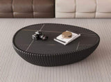 Black Sintered stone Top goose eggs Shape Leather Coffee modern Sofa Table for Living Room furniture W3081P338226