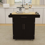 ZUN Kitchen island rolling trolley cart with 1 drawer & 2 doors with Adjustable Shelves & towel rack & W282P184187