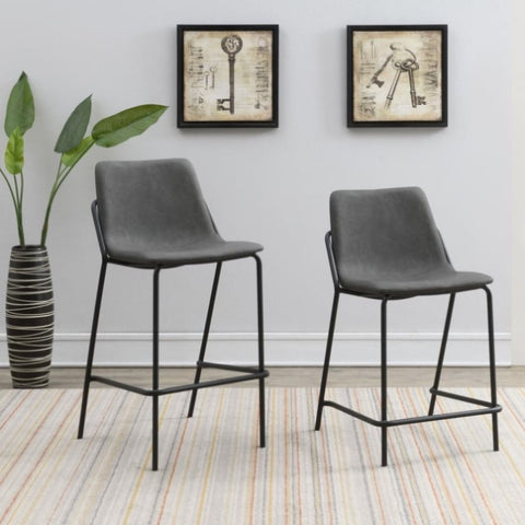 ZUN Grey and Black Bar Stools with Footrest B062P145681