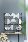 ZUN 35.6" in Eclectic Styling Metal Beaded Black Wall Mirror with Contemporary Design for W2078124371