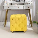 Yellow Modern Velvet Upholstered Ottoman, Exquisite Small End Table, Soft Foot Stool,Dressing Makeup W1170103516