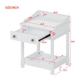 Retro Style Nightstand with Drawer and Open Shelf for Bedroom, Bedside Table with Turned Legs and N733P206240K