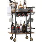 ZUN 2 Tier Bar Cart Wheels, Serving Cart Wheels And 2 Handle, Outdoor Bar Cart For The Home 77151370