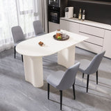 63 "medieval modern cream style MDF dining table and PU dining chair set 4. Assemble Desktop and 72054522