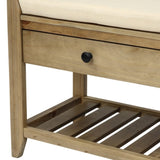 ZUN TREXM Shoe Rack with Cushioned Seat and Drawers, Multipurpose Entryway Storage Bench WF195386AAN