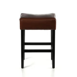 Set of 2, 26.75" Backless Leather Counter Height Barstool, Brown 74492.00HZLNT