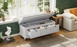 ZUN TREXM Classic Storage Bench with Cushioned Seat and Three Drawers for Entryway and Living Room N715P207812E