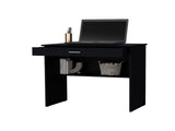 Black Storage Desk with Drawer and Shelf B062P175189