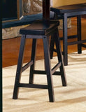 ZUN Black Finish 29-inch Bar Height Stools Set of 2pc Saddle Seat Solid Wood Casual Dining Home B01151976