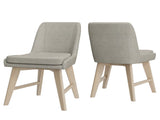 Studio Dining Chair in Linen with White Wash color Solid Wood Legs B127P495087