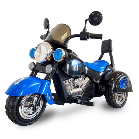 ZUN Kids Ride On Motorcycle Toy, 3-Wheel Chopper Motorbike with LED Colorful Headlights, Blue Riding on W1629P149047