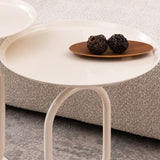 Lantern-shaped Metal End Table, Small Round Side Table, Modern Coffee Drink Cocktail Table, Small W2664P232829