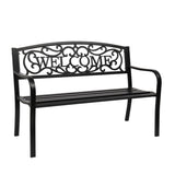 ZUN 50" Outdoor Welcome Backrest Cast Iron Bench 27571420