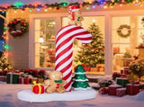 8.2FT Lighted Christmas Inflatable Decoration, Inflatable Giant Candy Cane with Gingerbread Men, 09930053