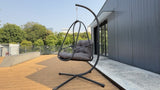 Swing Egg Chair with Stand Indoor Outdoor Wicker Rattan Patio Basket Hanging Chair with C Type W2707P296435