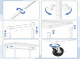 Heavy Duty Rolling Garment Rack, 3 Tiers Adjustable Wire Shelving Clothes Rack with Rods and Side 35763212