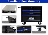 4 DRAWERS MULTIFUNCTIONAL TOOL CART WITH WHEELS-BLACK W1102P182231