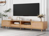 Rattan TV Stand for TVs up to 85'', Modern Farmhouse Media Console, Entertainment Center with Solid WF316678AAP