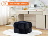 Square Ottoman Foot Stool Corduroy Vanity Chair Bench with Padded Woven Footrest for Entryway Living 28752742