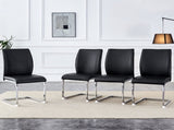 Luxury Simple Arch Chair - Set of 4 Black PU Material High Resilience Dining Chair with Arched Metal W1151P154857